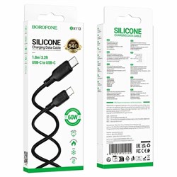 Кабель Type-C - USB, 1 м, "BX113 Lenny", силиконовый, в коробке (6941991115509) "Borofone", черный, 3.0A