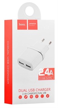 Зарядное устройство сетевое HOCO (C12, 6957531047759) 2.4А, 2 USB, белое