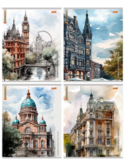 Тетрадь 96л. Remix ЭКОНОМ "Города в акварели" линия (96-9533) типогр. бумага