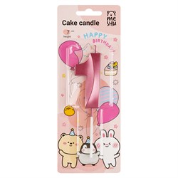 Свеча для торта MESHU на подставке, цифра "1" 7см (MS_65645) розовая