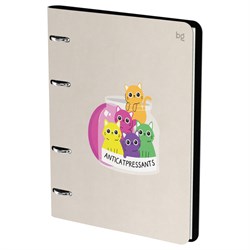 Тетрадь 120л. на кольцах "Котики", сменный блок (N4r120 59505, "BG") обложка иск. кожа