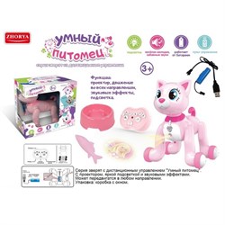 Кошечка на р/у, с проектором, звуки, музыка, подсветка (ZY879659) в коробке 27*21*28.5см