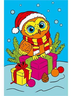 Картина по № на холсте "Сова с подарками" 10*15см (ХК-3771)