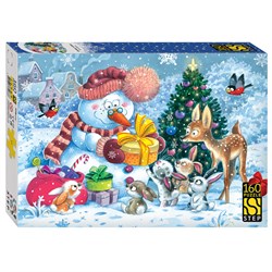 Puzzle STEP  160 элементов "Снеговик и зайчата" (72088)