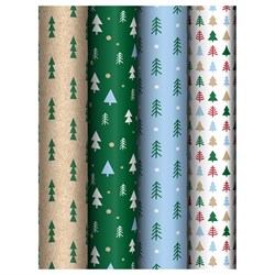 Бумага для упаковки подарков MESHU 70*100см "Tree pattern" (MS_66797) 4 вида в ассорт., 80г/м2