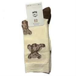 Носки жен., р.36-41 "HJ" высокие: хлопок 85%, полиамид 10% (DB1-01) с рис., в ассорт.