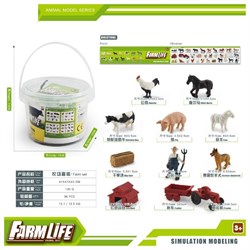 Игровой набор "Ферма": трактор, фермер, животные 6шт., аксесс. (Y23414194) в ведерке