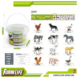 Игровой набор "Ферма" животные 12шт. (Y23414164) в ведерке