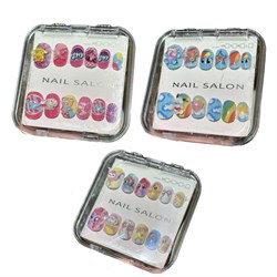 Накладные ногти "Детские" (9008) с рисунками и фигурками, в пласт. прозр. коробке, в ассорт.