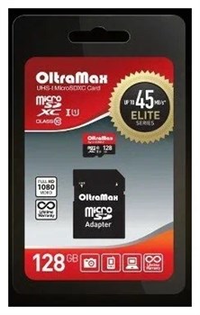Карта памяти Micro-SDXC 128Гб "OltraMax Elite" Class10 UHS-I, + адаптер SD