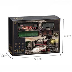 Железная дорога "Fenming" коллекционная (608B) Р/У, аккумулятор дым из трубы и из под колес, свет, звук в собр. виде 138*99см, в коробке