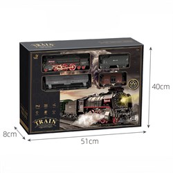 Железная дорога "Fenming" коллекционная (611B) Р/У, аккумулятор дым из трубы и из под колес, свет, звук в собр. виде 138*99см, в коробке