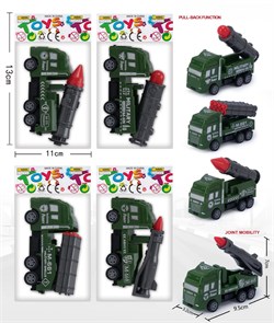 Инерц. "Fenming"  9,5*3,2*7см "Ракетная установка на грузовике" (399-457) 4 вида в ассорт. с подвижными эл-тами, в пакете