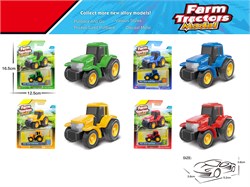 Металл. модель  5,2*3,8см "Трактор" (879-003B) усиленный инерц. механизм, 4цв. в ассорт., в блистере 16,5*12,5см