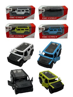 Металл. модель  9,5см "Hummer H2 (1:39)" 2 двери откр-ся (D3907-1) инерция, панорам. крыша, 4цв. в ассорт., в коробке