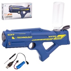 Вод. оружие аккумул. 37см бластер (3002blue) предохранитель, реверс для набора воды дальность 8-10м, внутр. объём + доп. обойма = 650мл, в коробке