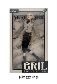 Коллекционная кукла 32см "Silvan. Girl" шарнирная (HP1221413) длинные волосы, ногти в куртке, леггинсах, топе, гетрах и сапогах