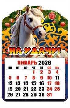 Магнит - календарь отрывной 6,5*10см "Лошадка. На удачу!"