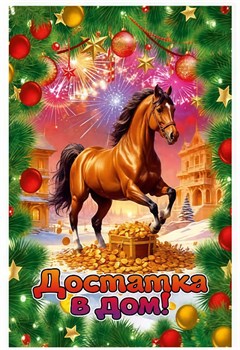 Магнит 9,6*6,5см "Лошадка. Достатка в дом!"