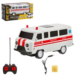 Р/У на аккумул. "УАЗ Буханка. Скорая помощь" (IT110700) свет, резиновые покрышки, в коробке 24,5*9,6*12,5см