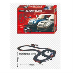 Автотрек р/у "Гонки" размер в собр. виде 106*70см, трасса 437см (3078752) свет, звук, 2 магнитные машинки, в коробке