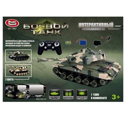 Р/У на аккумул. "Танк" (9807/DT) 2цв. в ассорт., свет, звук, поворот башни, в коробке 49,5*15*14,5см
