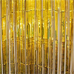 Дождик - занавес новогодний 1м *2м, голографический, золотистый (6264-10)