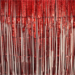 Дождик - занавес новогодний 1м *2м, с рисунком "звезды", красный (6264-1)