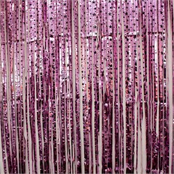 Дождик - занавес новогодний 1м *2м, с рисунком "звезды", розовый (6264-1)