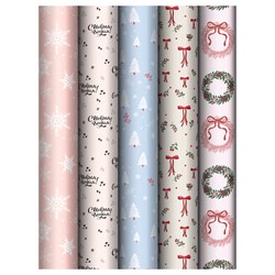 Бумага для упаковки подарков MESHU 70*100см "Christmas wreath" (MS_66816) 5 видов в ассорт., 80г/м