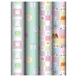 Бумага для упаковки подарков MESHU 70*100см "Cute party" (MS_66833) 4 видa в ассорт., 80г/м