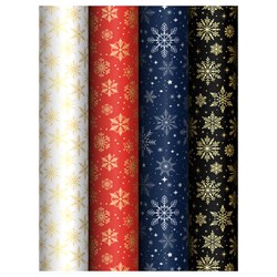 Бумага для упаковки подарков MESHU 70*100см "Snowflake" (MS_66815) 4 вида в ассорт., 80г/м2