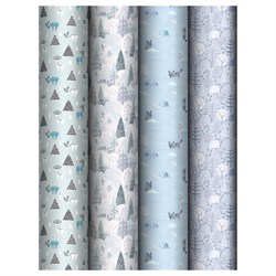 Бумага для упаковки подарков MESHU 70*100см "Winter mood" (MS_66803) 4 вида в ассорт., 80г/м2