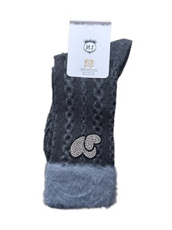 Носки жен., р.36-41 "HJ" высокие: хлопок 85%, полиамид 10% (DB1-01) с рис., в ассорт.