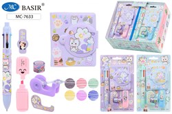 Канц. набор BASIR "Лапки" (MC-7633) блокнот 8,3*7см, ручка 6-и цв., текстмаркер, диспенсер с клейкой лентой, в блистере