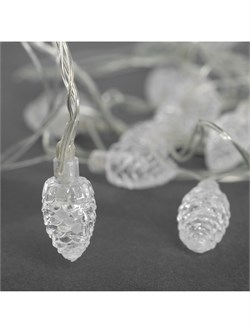 Эл. гирлянда диодная  20шт. 4.0м "Шишки прозрачные" холодно-белая, в коробке