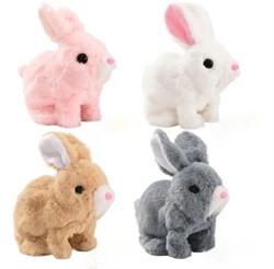 Заяц меховой 15*14,5см на батар. (BS-64) прыгает, шевелит ушами, в пакете