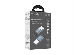 Адаптер Type-C (f) to USB 2.0 (m) "Vixion PRO" (VD-02, GS-00035474) темно-серый
