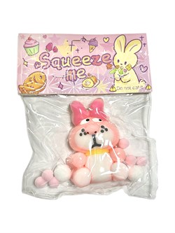 Антистресс - СКВИШ "Таба зайчик" 8*5,5см розово-белый (T-23) с шариками