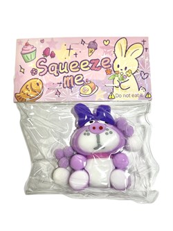 Антистресс - СКВИШ "Таба зайчик" 8*5,5см фиолетово-белый (T-23) с шариками