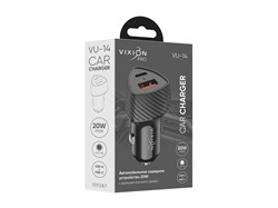Зарядное устройство автомобильное Vixion "VU-14" 3А (GS-00032126) 20W, 2 выхода: Type-C PD + USB QC3.0, черное