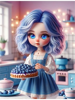 Алмазная мозаика 23*30см "Куколка с пирогом" 10цв. (НД-1562) частичное заполнение, с подрамником