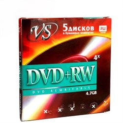 Диск DVD+RW "VS" 4.7Gb, 4х в конверте