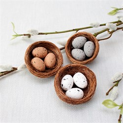 Пасхальные сувениры набор  3шт. "Гнездо с яйцами" 6см (204640)
