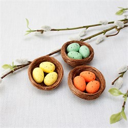 Пасхальные сувениры набор  3шт. "Гнездо с яйцами" 6см (204637)