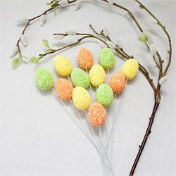 Пасхальный сувенир 20см "Яйцо на проволоке (12шт.)" (204567)