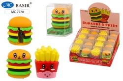 Точилка "Фаст Фуд" фигурная, 1 отв. + ластик (МС-7770 / MC-2318) в ПВХ уп.