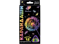Карандаши ЛУЧ "Фантазия" 12цв., трехгранные (35с 2320-08) черное дерево