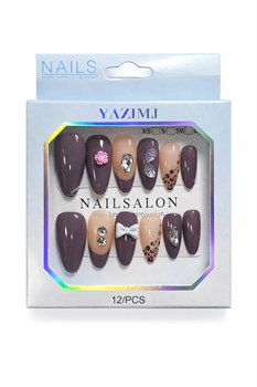 Накладные ногти  (8505) с фигурками, стразами и камнями, в коробке, в ассорт.