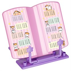 Подставка для книг СТАММ "Мяу", 200*200мм, регулир. угол наклона (ПК-32585) розовая/фиолетовая с рисунком